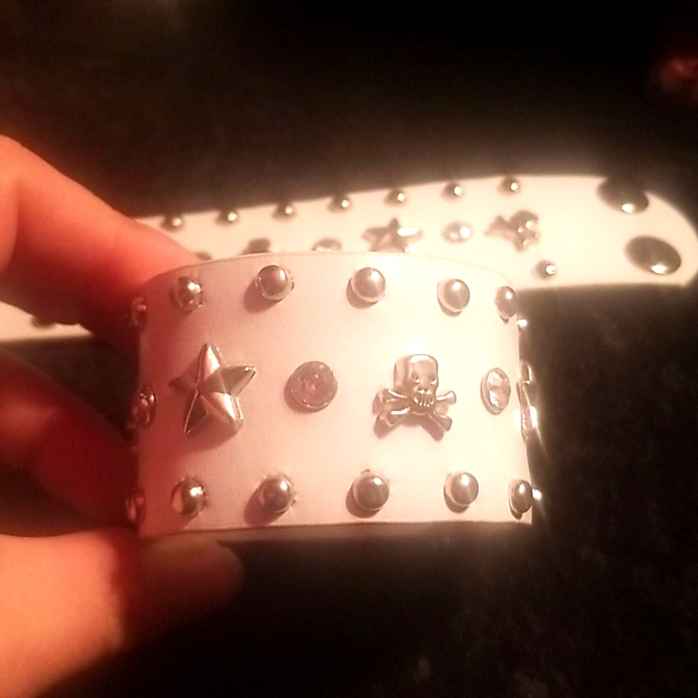 Leather studded Skull cuffs
